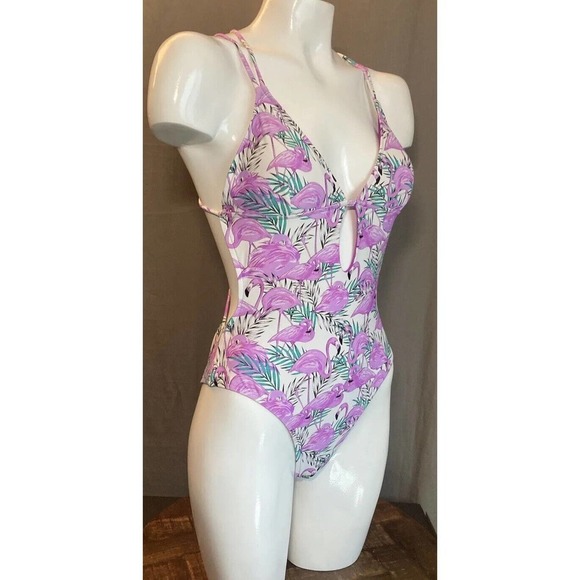 Rip Curl Womens Mai Tai Flamingo Cheeky One-Piece Swimsuit Purple Size X-Small - Picture 2 of 16
